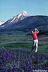 Golfer with wildflowers