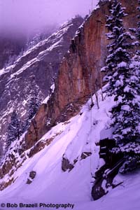 Cliff faces in winter weather