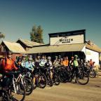 Cyclists gathering at the Crested Butte Heritage Museum for the 38th Pearl Pass Tour to Aspen…All gather to hear directions first by The legendary Don and Kay Cook! Mr. Don Cook leading the way.