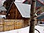 Snowflakes fall in front of one of Crested Butte's many historic 