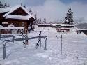 Crested Butte has seen pretty consistent over the last week, with more forecast for this week, making for some fun skiing on the mountain.  This picture shows Uley's Cabin, and the Ice Bar, which went through a major renovation last summer.