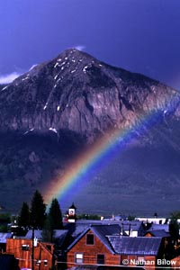 Rainbow over town