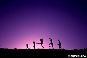 Hikers at sunset