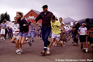 Three-legged race on Fourth of July