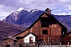 Historic ranch with mountains in background