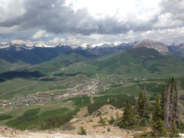Hiking up Mt. Crested Butte off Silver Queen Lift.